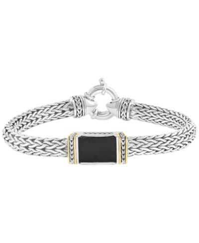 Мужской браслет EFFY Collection Onyx из стерлингового серебра с 14k Yellow Gold