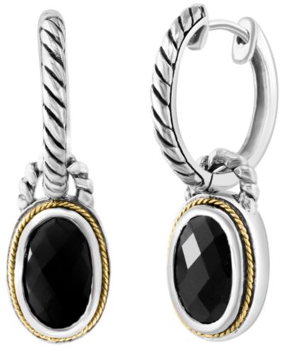 Серьги EFFY Collection Onyx из стерлингового серебра с 18k желтым золотом