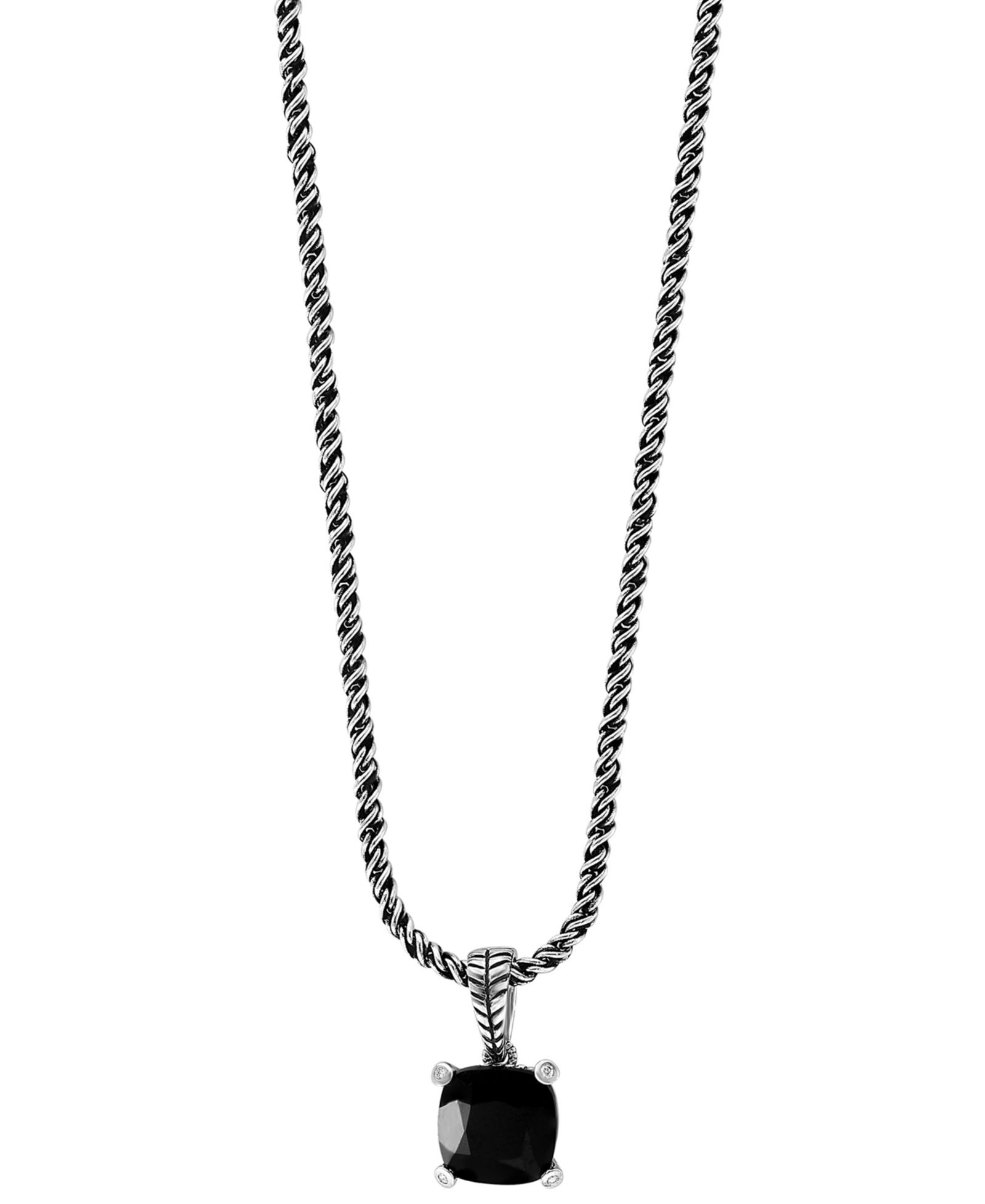 Подвеска EFFY Collection с бриллиантом (0.03 ct. t.w.) и ониксом в серебре