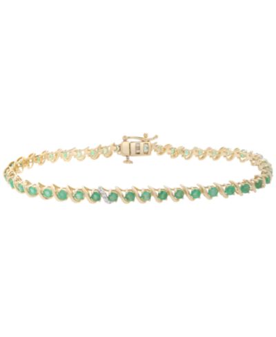 Браслет Macy's Emerald (2-7/8 ct. t.w.) and Diamond (1/10 ct. t.w.) в 10k Yellow Gold