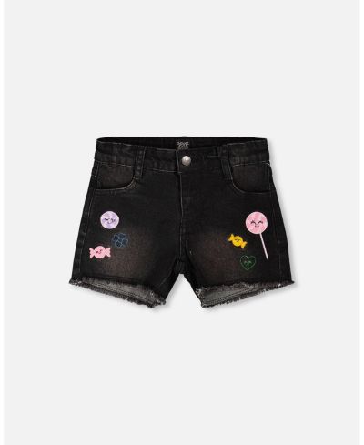 Deux par Deux Toddler Girls Denim Shorts with Embroidery