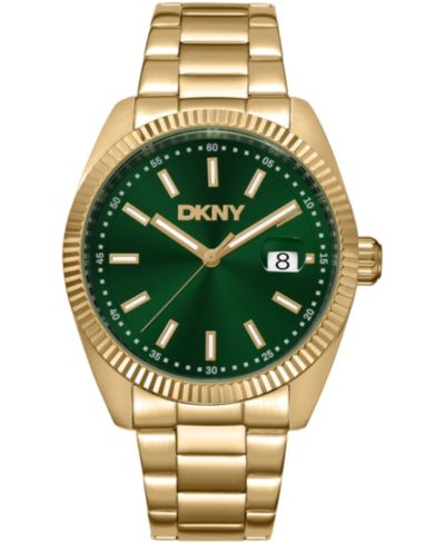 Мужские часы DKNY Date Dark Green Dial Gold-Tone Stainless Steel, 40mm