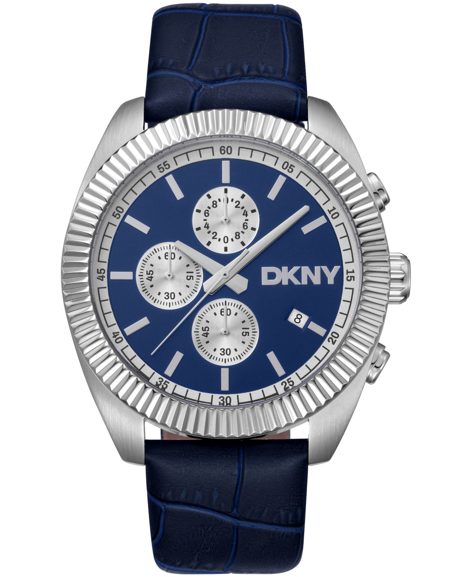 DKNY Мужские часы Chronograph Blue Dial Blue Leather Strap, 42mm