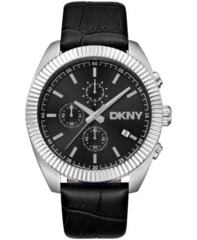 Мужские часы DKNY Chronograph с кожаным ремешком, 42mm