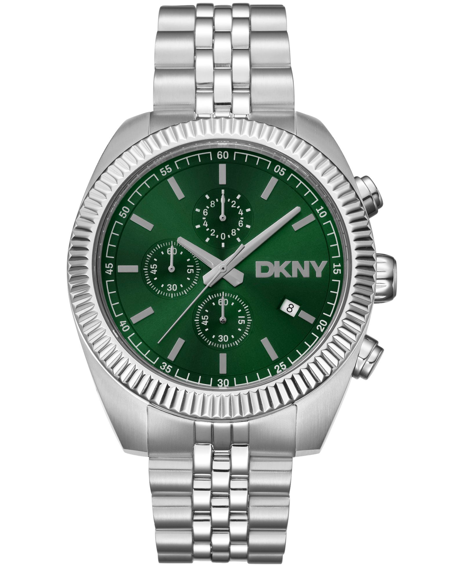 DKNY Мужские часы Chronograph Green Dial, стальной браслет, 42mm