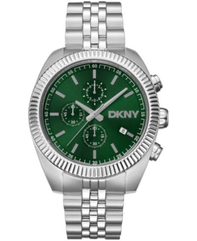 DKNY Men's Chronograph Green Dial Stainless Steel Bracelet Watch, 42mm