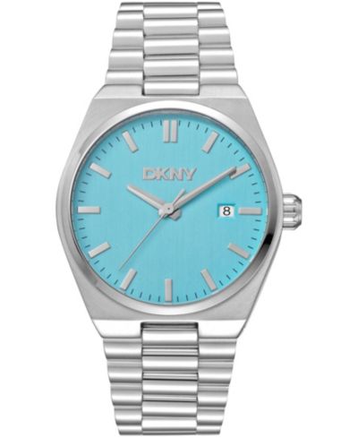 DKNY Men's Date Light Blue Dial Stainless Steel Bracelet Watch, 40mm