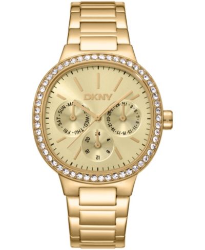 Женские часы DKNY Champagne Dial Crystal Bezel Gold-Tone Stainless Steel Bracelet 36mm