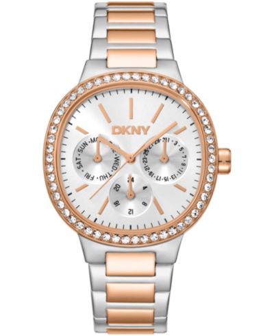 Женские часы DKNY с двухцветным стальным браслетом и кристаллами 36mm