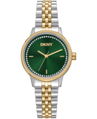 DKNY женские часы с золотым корпусом и кристаллами, 30mm