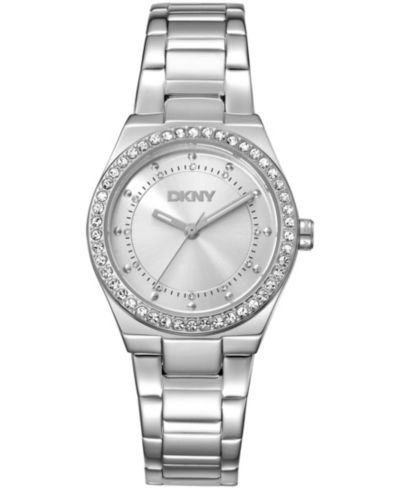 Женские часы DKNY Silver Dial Crystal Dial Markers Crystal Bezel Stainless Steel Bracelet 30mm