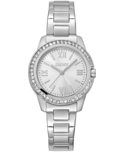 DKNY Женские часы Silver Dial Crystal Bezel 30mm