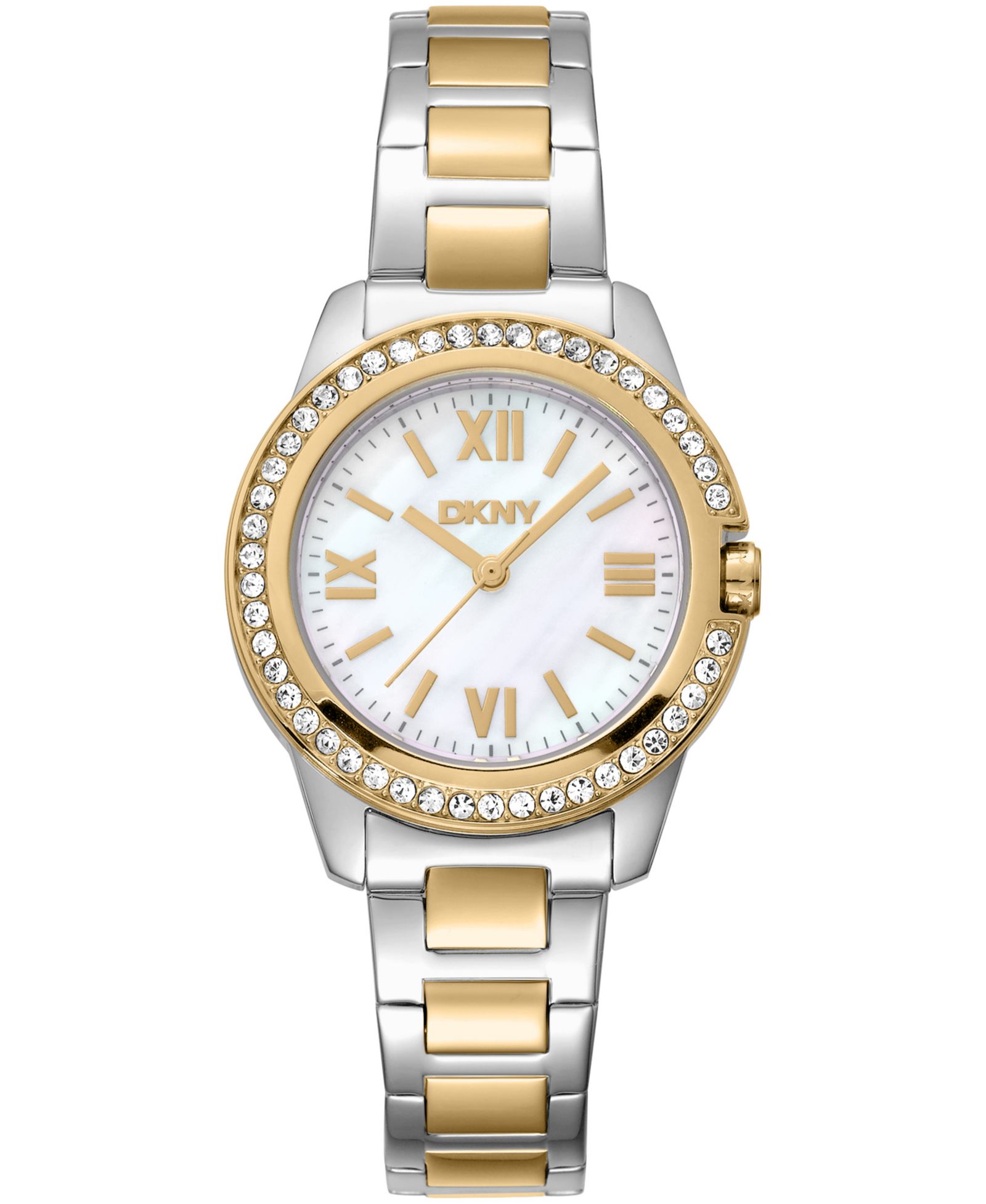 Женские часы DKNY White MOP Dial Crystal Bezel 30mm