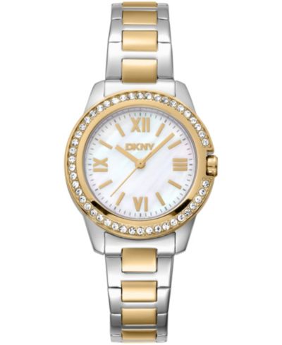 Женские часы DKNY White MOP Dial Crystal Bezel 30mm