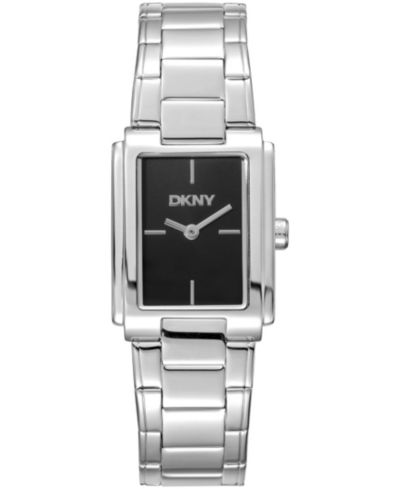 DKNY Женские часы на браслете из нержавеющей стали с черным циферблатом, 23 x 30mm