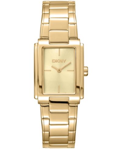 DKNY Women's Champagne Dial Gold-Tone Stainless Steel Bracelet Watch, 23 x 30mm