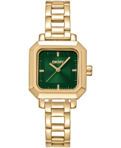DKNY Women's Green Dial Open Link Gold-Tone Stainless Steel Bracelet Watch, 27 x 27mm