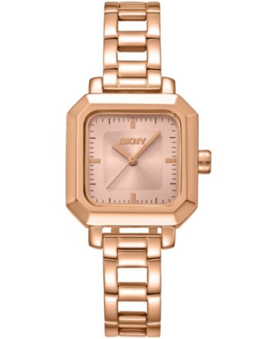 DKNY Women's Rose Gold Dial Open Link Rose-Gold Tone Stainless Steel Bracelet Watch, 27 x 27mm