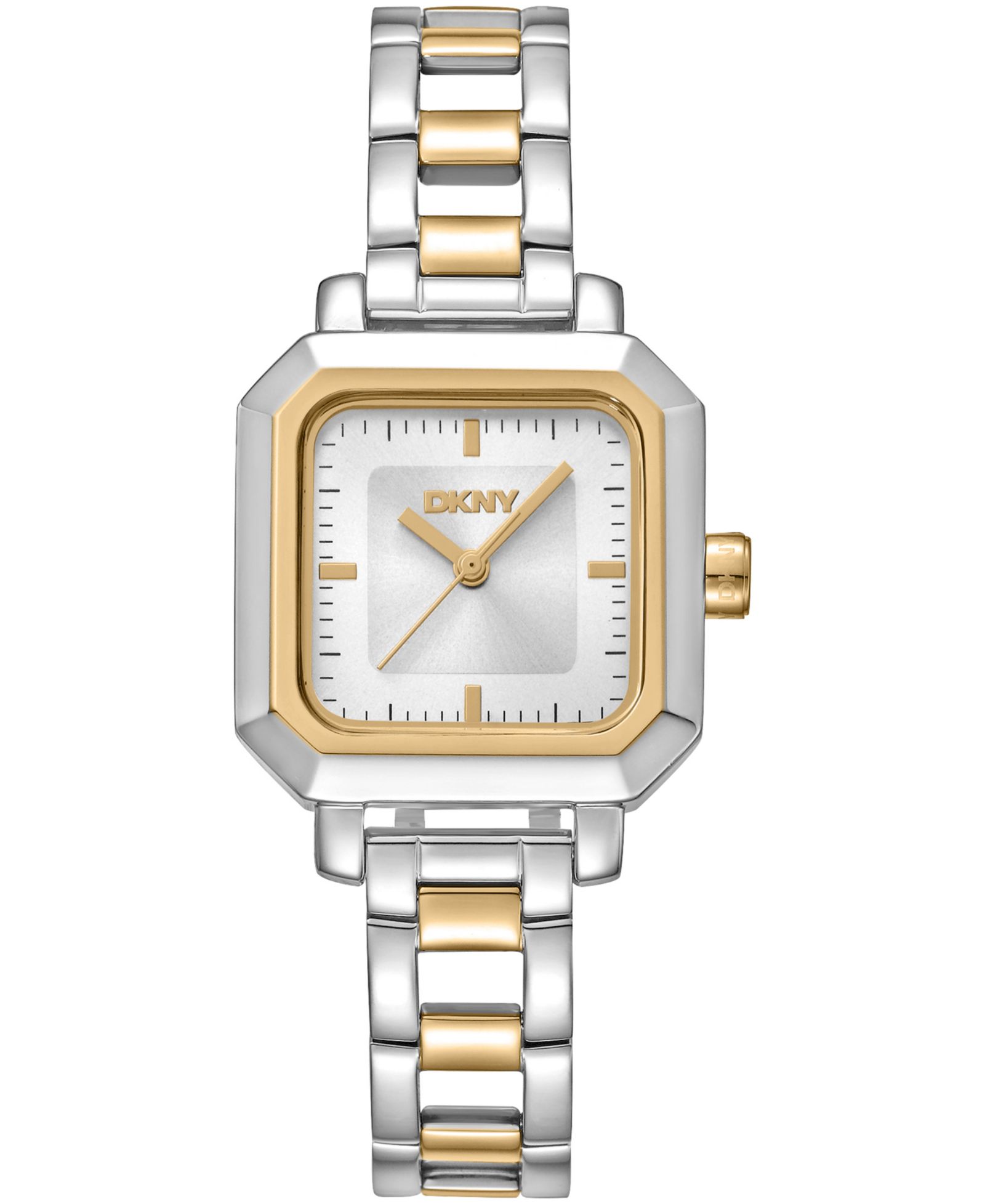 DKNY Women's Silver Dial Open Link Two-Tone Gold Stainless Steel Bracelet Watch, 27 x 27mm