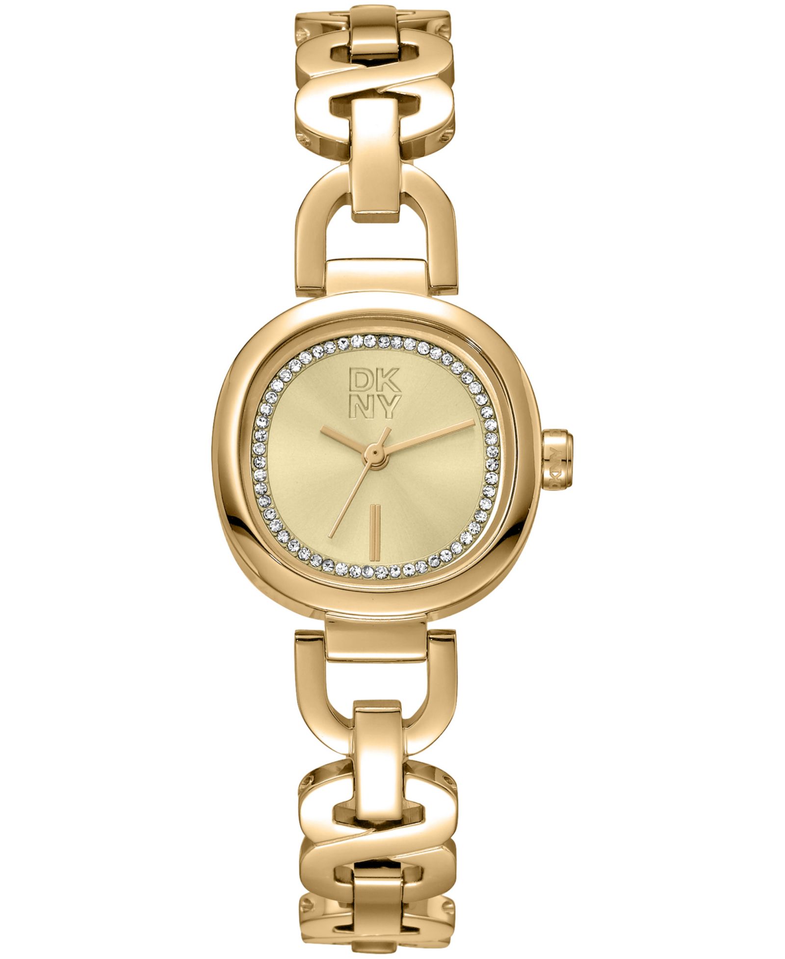 Женские наручные часы DKNY Chamoagne Crystal Accented Dial Gold-Tone Stainless Steel Open Link Bracelet Watch, 24mm