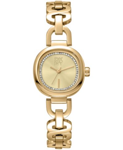 Женские наручные часы DKNY Chamoagne Crystal Accented Dial Gold-Tone Stainless Steel Open Link Bracelet Watch, 24mm