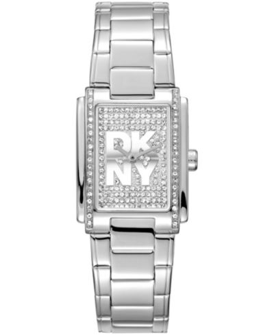 DKNY Women's Crystal Dial Crystal Accented Dial Stainless Steel Bracelet Watch, 23 x 30mm