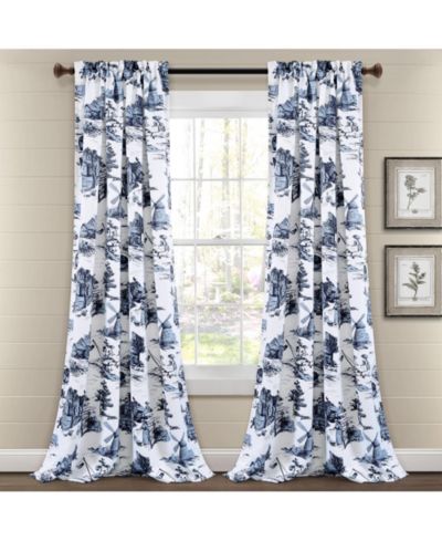 Lush Decor French Country Toile Light Filtering Window Curtain Panels Pair 52"W x 95" +2"