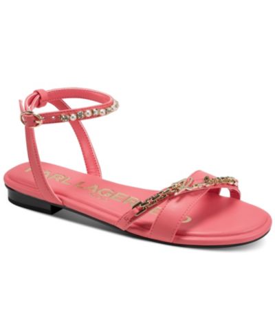 KARL LAGERFELD PARIS Women's Christiano Ankle Strap Flat Sandals