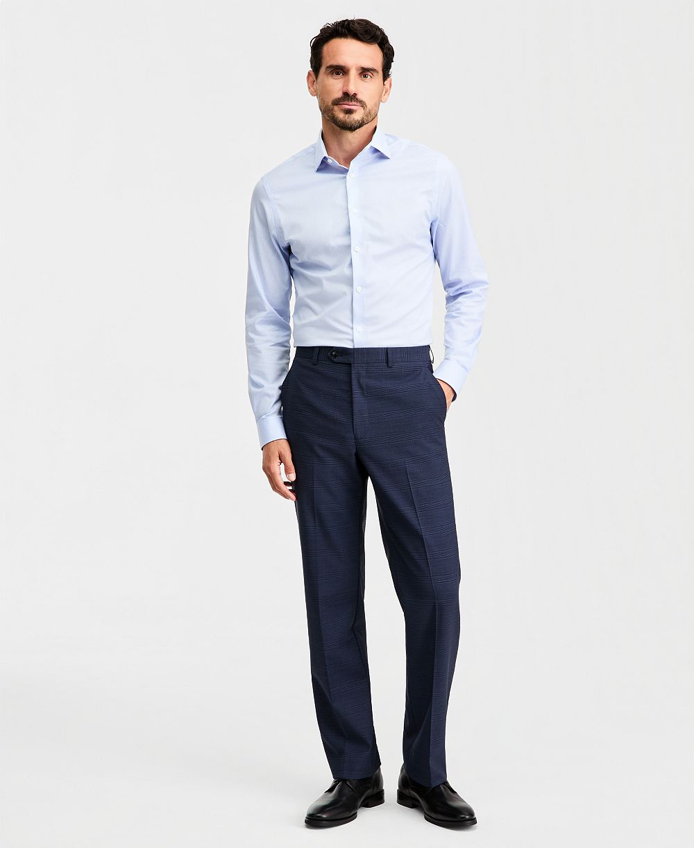 Michael Kors Men's Classic-Fit Wool-Blend Stretch Plaid Suit Separate Pants