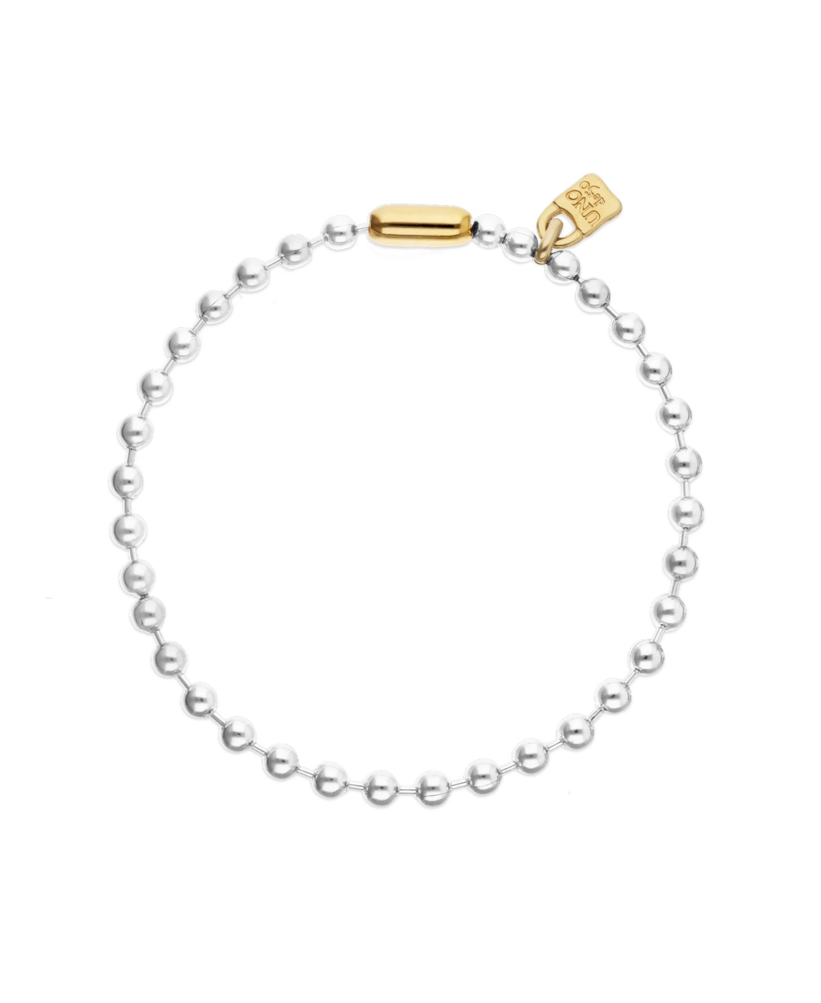 Unode50 Sterling Silver Plated Ball Necklace with Clasp And Lock in Gold