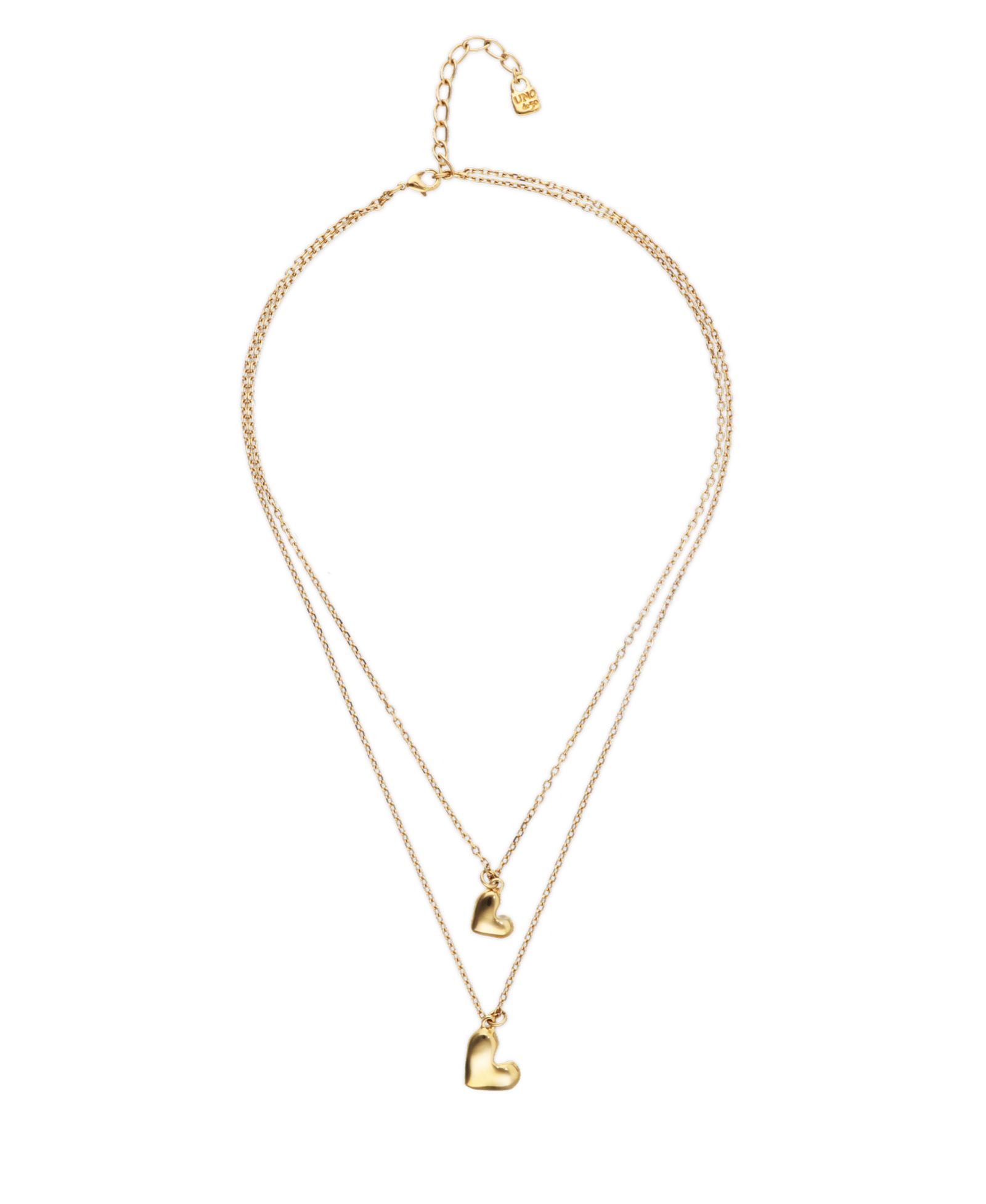 Unode50 18K Gold Double Plated Necklace with Two Hearts