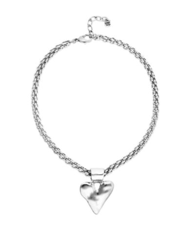 Unode50 Necklace with Thick Chain And Big Heart Detail Plated in Sterling Silver