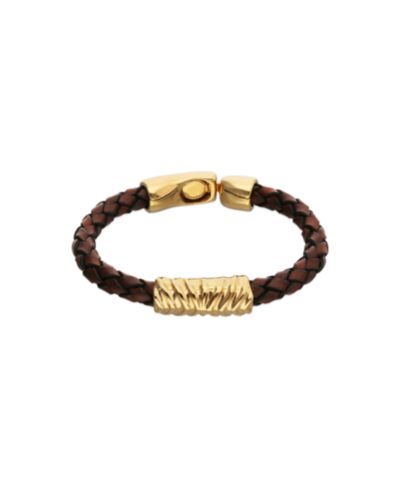 Unode50 Браслет Leather And 18K Gold Alloy with Links