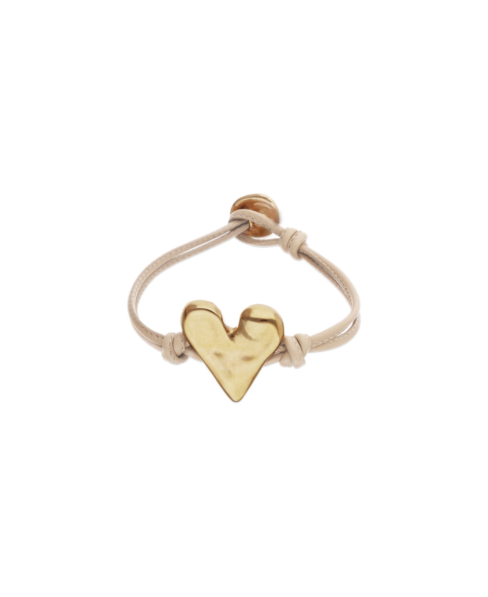 Unode50 Camel Leather Bracelet with Heart Shaped 18K Detail Plated Detail