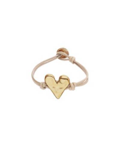 Unode50 Camel Leather Bracelet with Heart Shaped 18K Detail Plated Detail