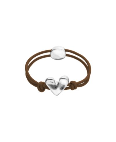 Браслет UNOde50 Brown Elastic Thread Sterling Silver Plated с сердцем