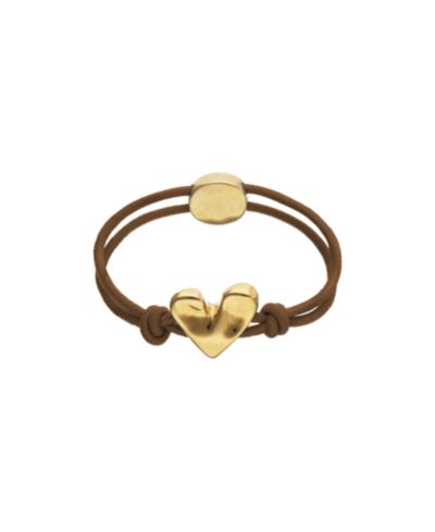 Браслет Unode50 Brown Elastic Thread 18K Gold Plated с сердцем