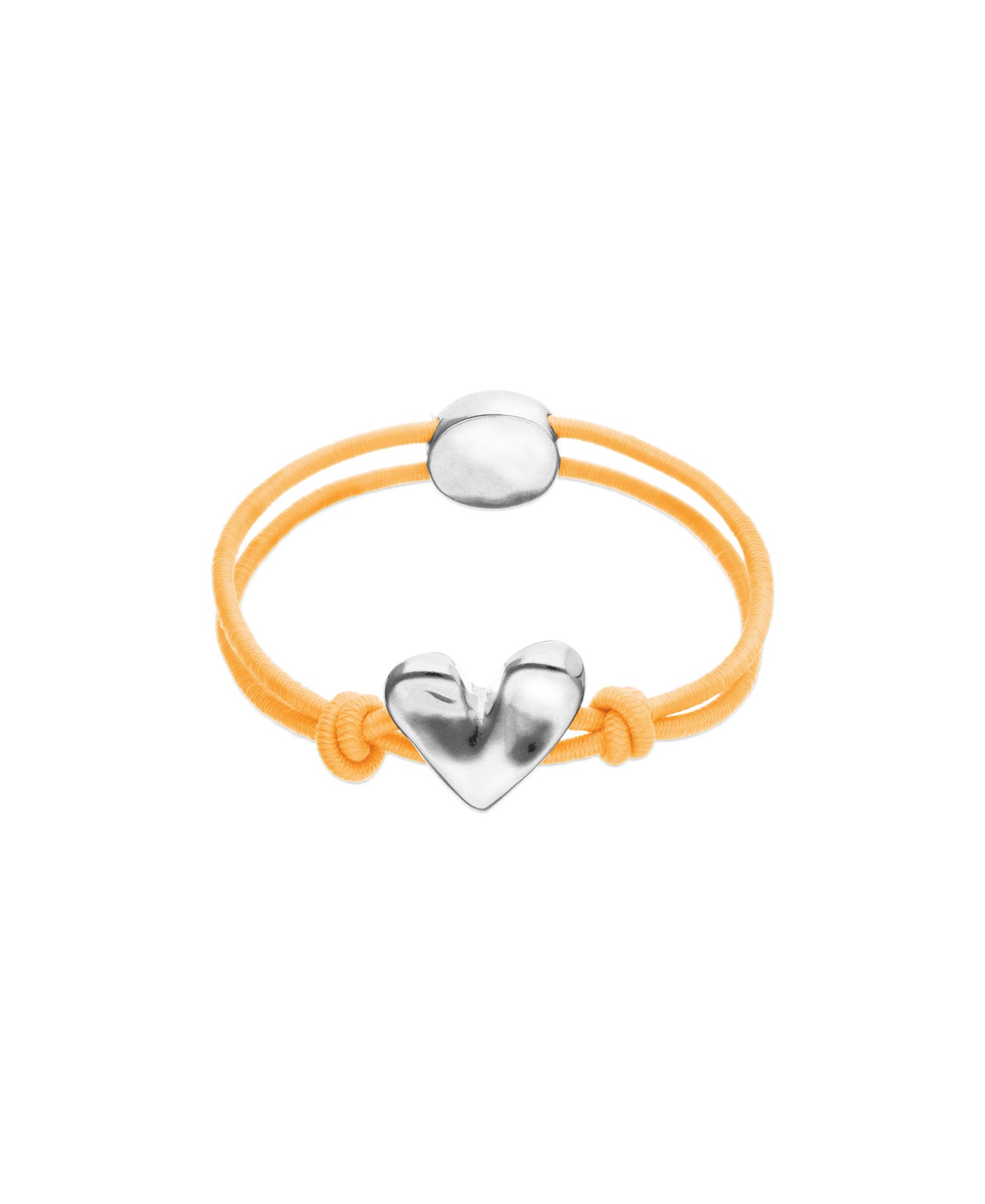 Unode50 Orange Elastic Thread Sterling Silver Plated Bracelet with Heart