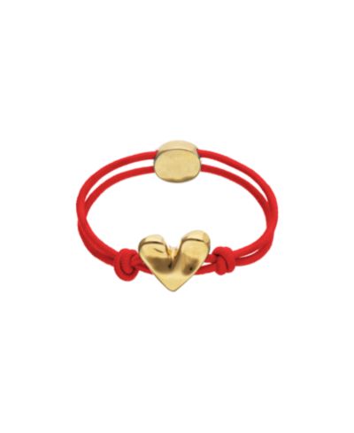 Unode50 Red Elastic Thread 18K Gold Plated Bracelet with Heart