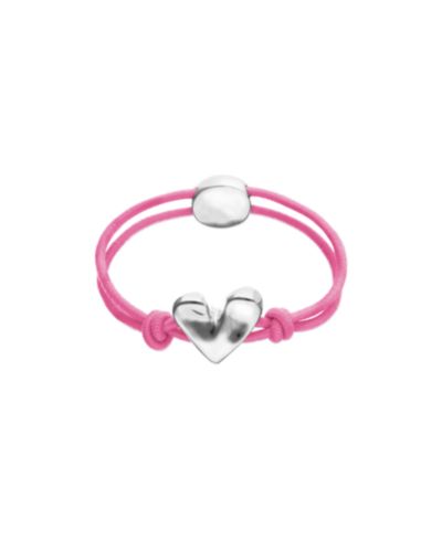 Браслет Unode50 Pink Elastic Thread Sterling Silver Plated с сердцем