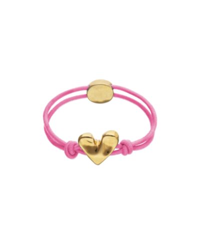 Браслет UNOde50 Pink Elastic Thread 18K Gold Plated с сердцем