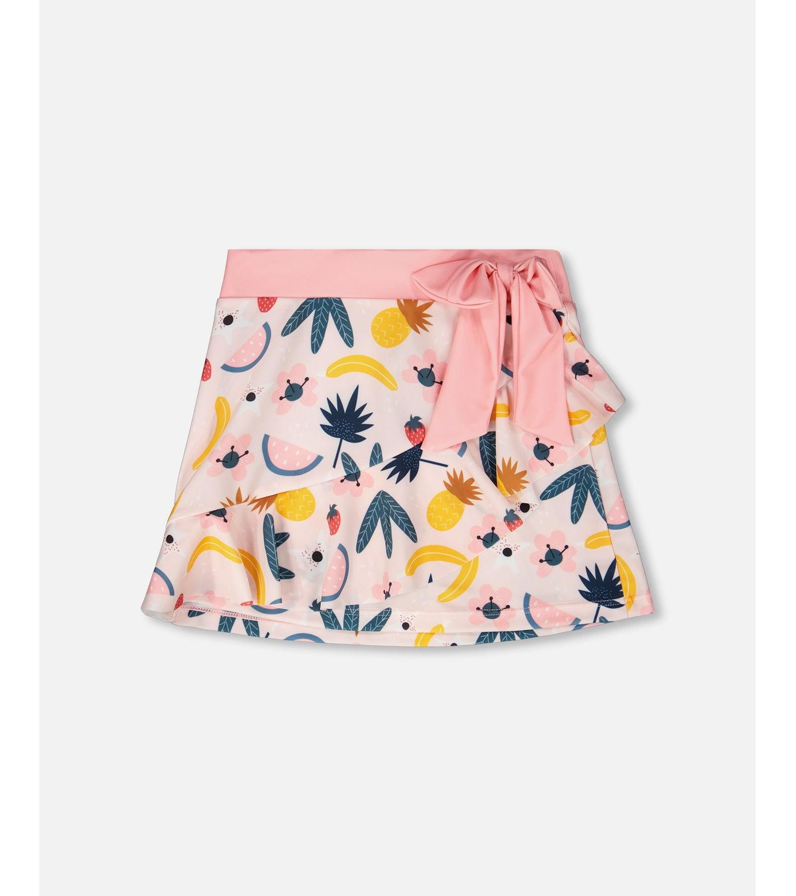 Deux par Deux Девочка Pink Printed Fruits Beach Skirt Cover-Up