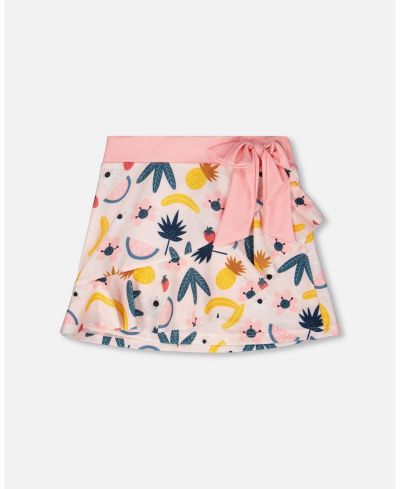 Deux par Deux Девочка Pink Printed Fruits Beach Skirt Cover-Up