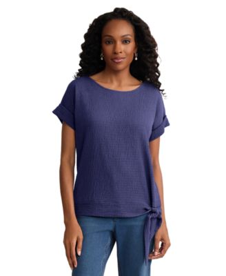 Jones New York Женский топ с воротником лодочкой и рукавами Dolman-Sleeve