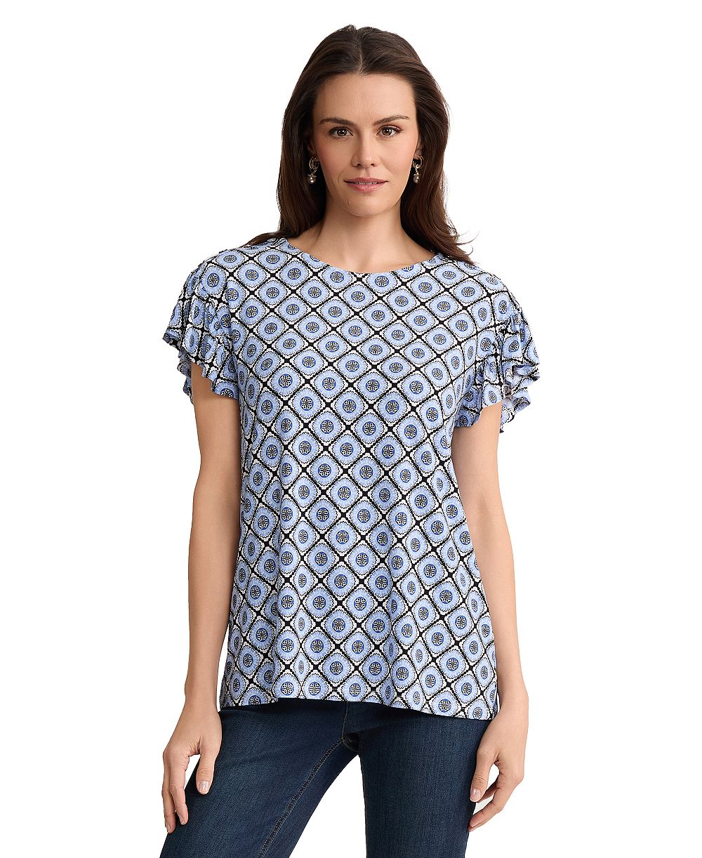 Jones New York Women's Flutter Short-Sleeve Top
