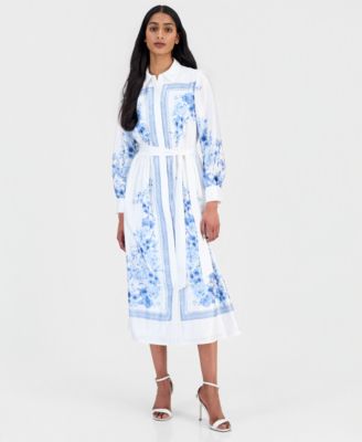 Женское платье Anne Klein Petite Collared Neck Midi Shirt-Dress
