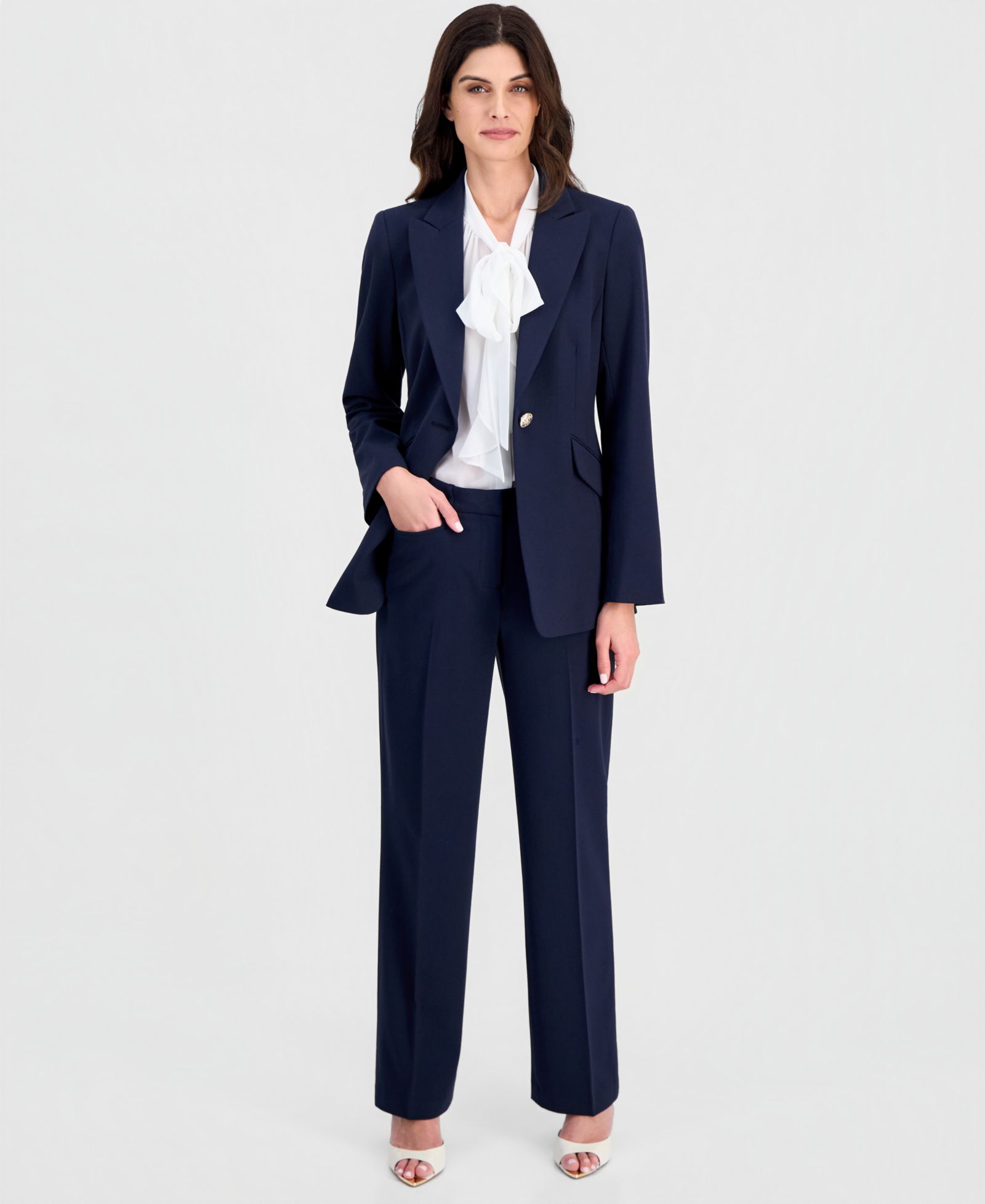 Женский блейзер Tahari ASL Petite Shoulder Padded One-Button