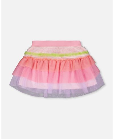 Deux par Deux Big Girls Mesh Skirt with Multicolor Frills