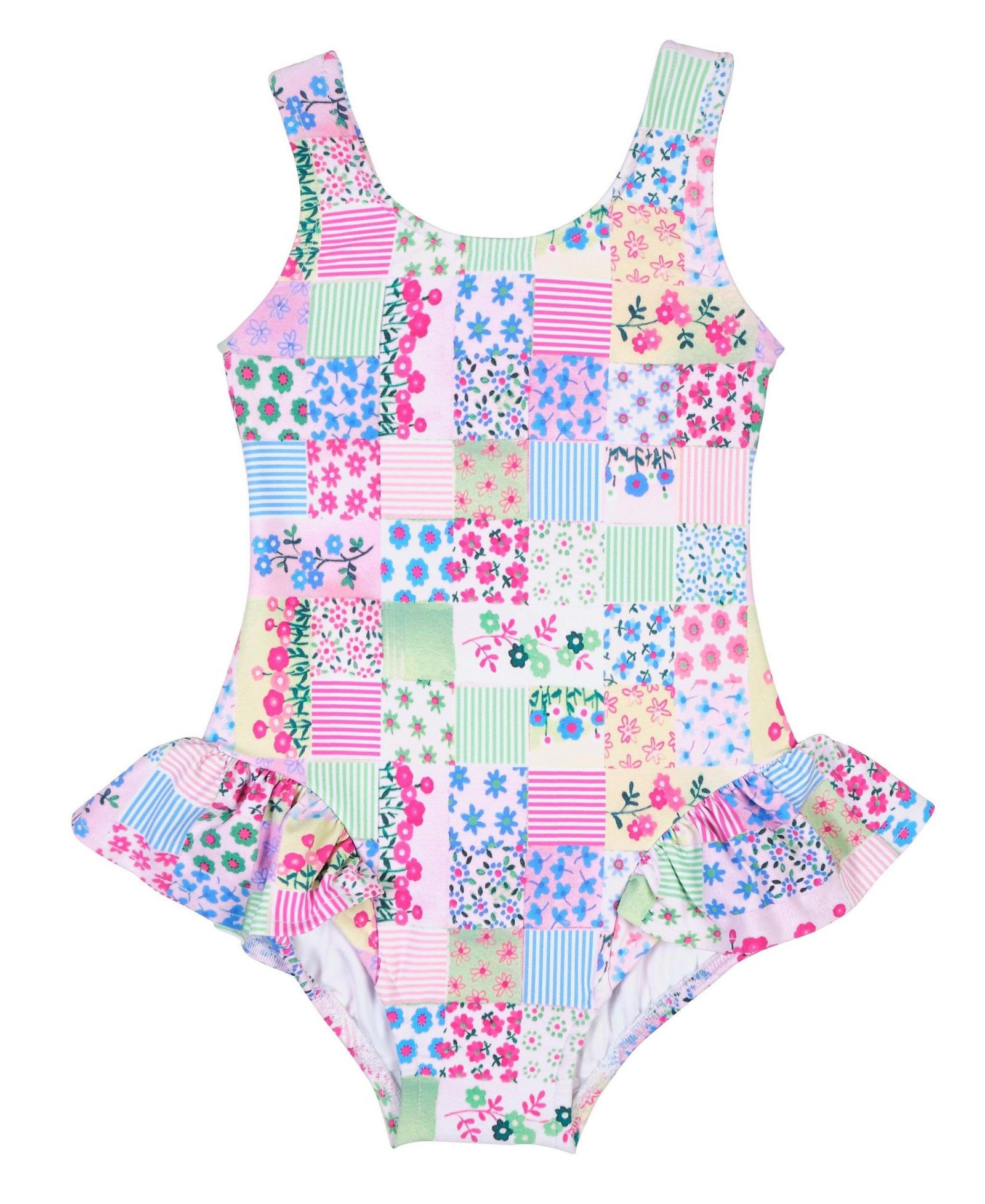Florence Eiseman Little Girls Patchwork Floral Hip Ruffle Swimsuit