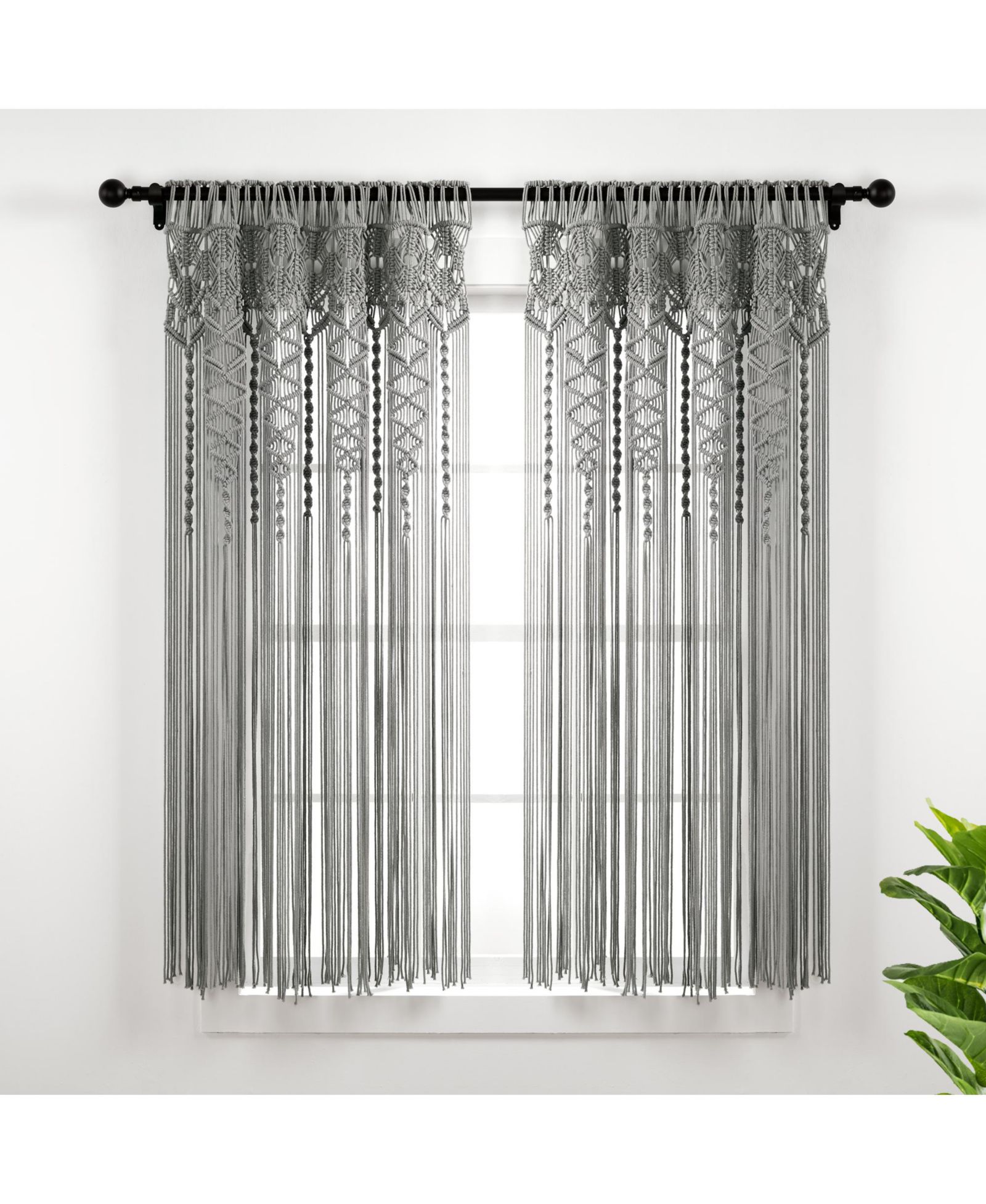 Lush Decor Boho Macrame Текстурная хлопковая штора для окна 40"W x 63"L